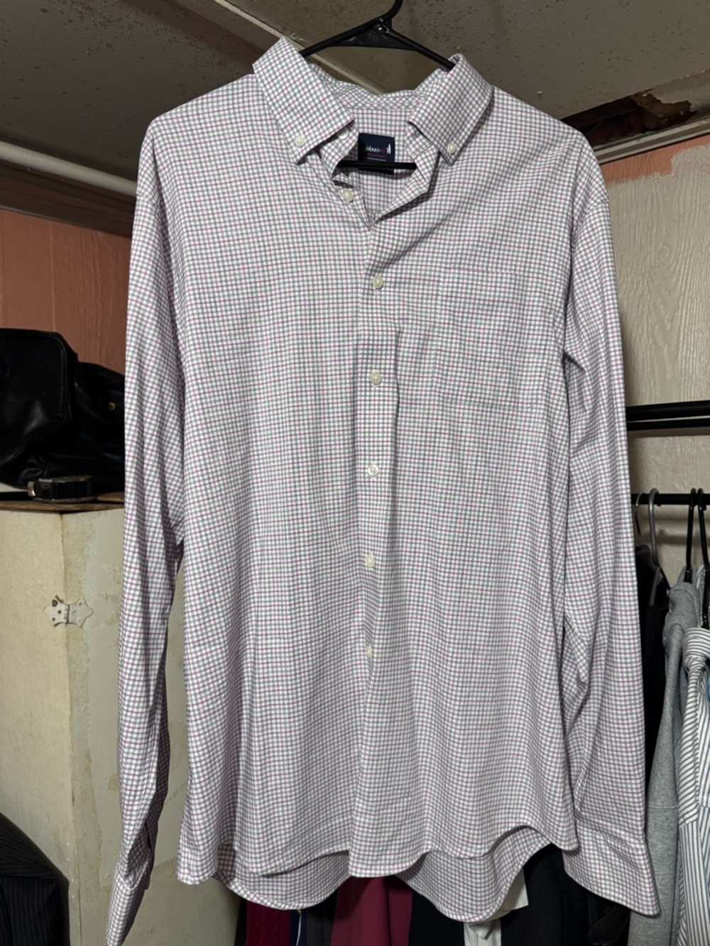 Johnnie-O Performance Button Down Shirt Mens Large Plaid Stretch Long Sleeve